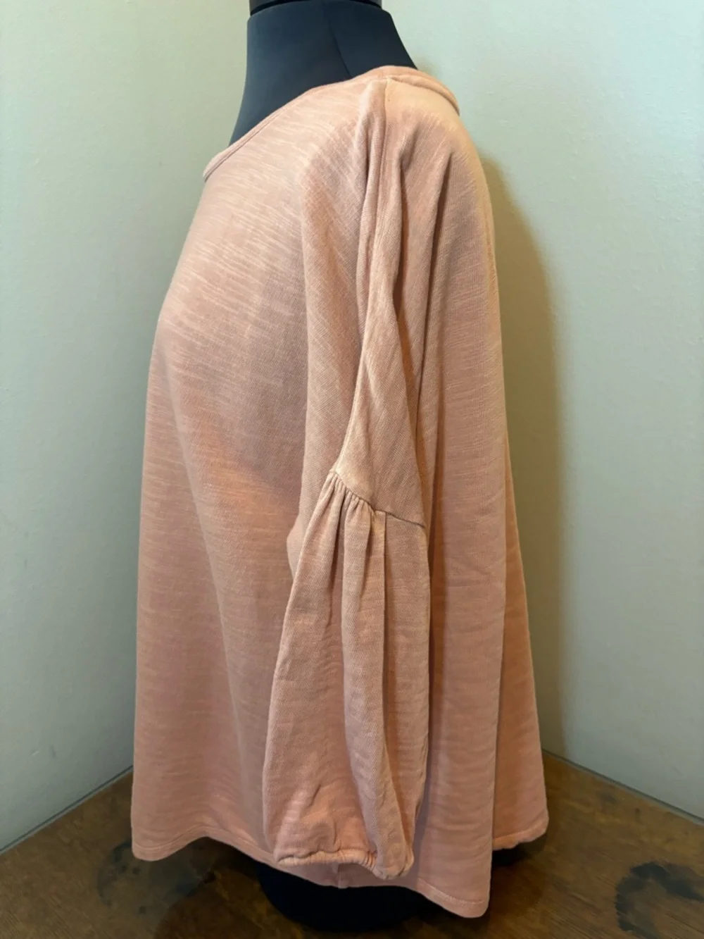 J. Jill Peach Relaxed Fit Long-Sleeve Pullover, peasant sleeves, XL, 100% cotton